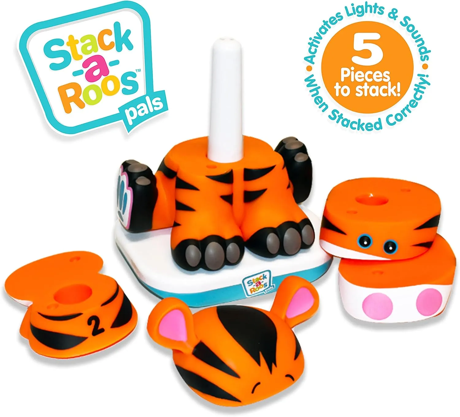 Stack-a-Roos Baby Tiger by Salus Brands - Animal Stacking Toy, Educational Early Learning Toy for Infants Babies Toddlers, Age 12  Months - Great Baby Gifts, STEM