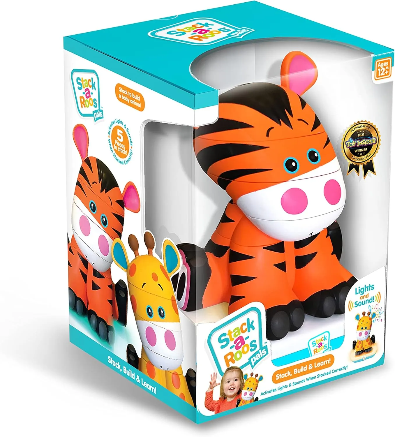 Stack-a-Roos Baby Tiger by Salus Brands - Animal Stacking Toy, Educational Early Learning Toy for Infants Babies Toddlers, Age 12  Months - Great Baby Gifts, STEM