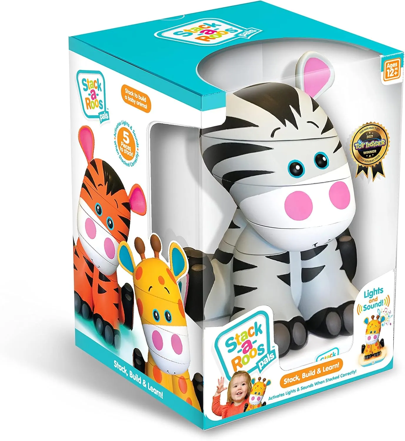 Stack-a-Roos Baby Zebra by Salus Brands - Animal Stacking Toy, Educational Early Learning Toy for Infants Babies Toddlers, Age 12  Months - Great Baby Gifts, STEM
