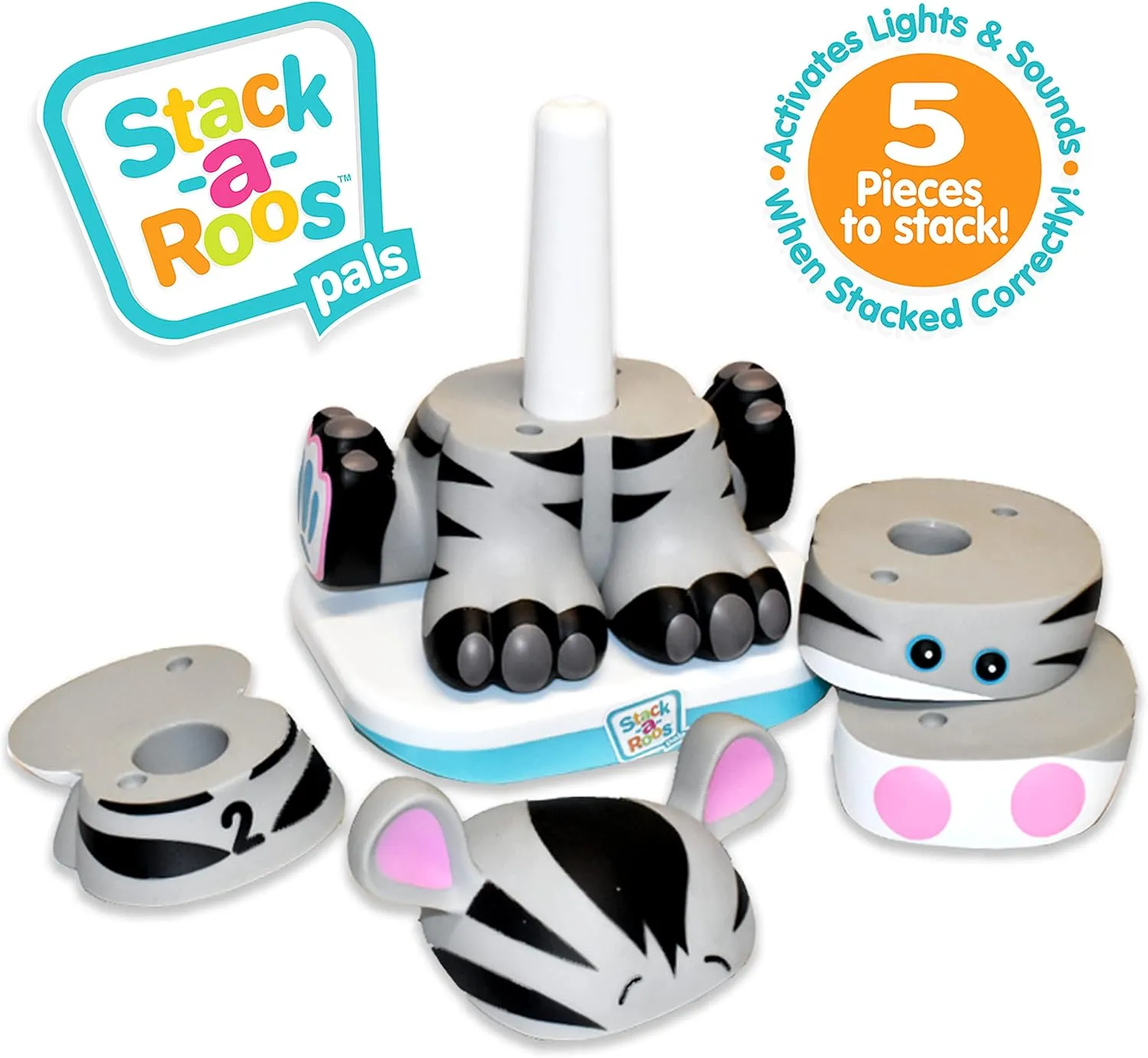 Stack-a-Roos Baby Zebra by Salus Brands - Animal Stacking Toy, Educational Early Learning Toy for Infants Babies Toddlers, Age 12  Months - Great Baby Gifts, STEM