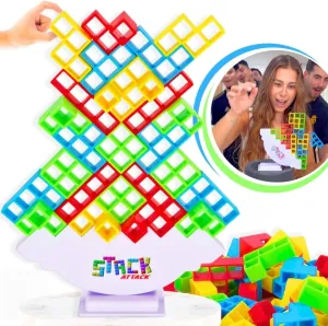 Stack Attack Block Balancing Game | Family Game Night Favorite | Exciting for Kids & Adults | Play Solo or Challenge Friends | Social Media Sensation | for Ages 3 