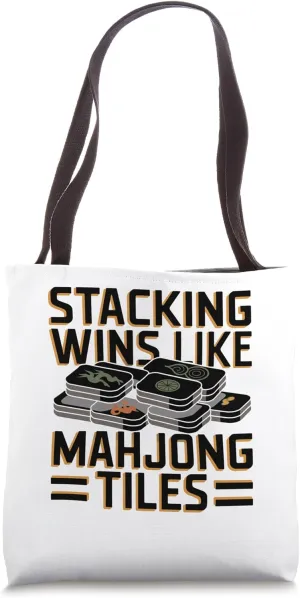 Stacking Wins Like Mahjong Tiles Game Mahjong Player Fold Tote Bag
