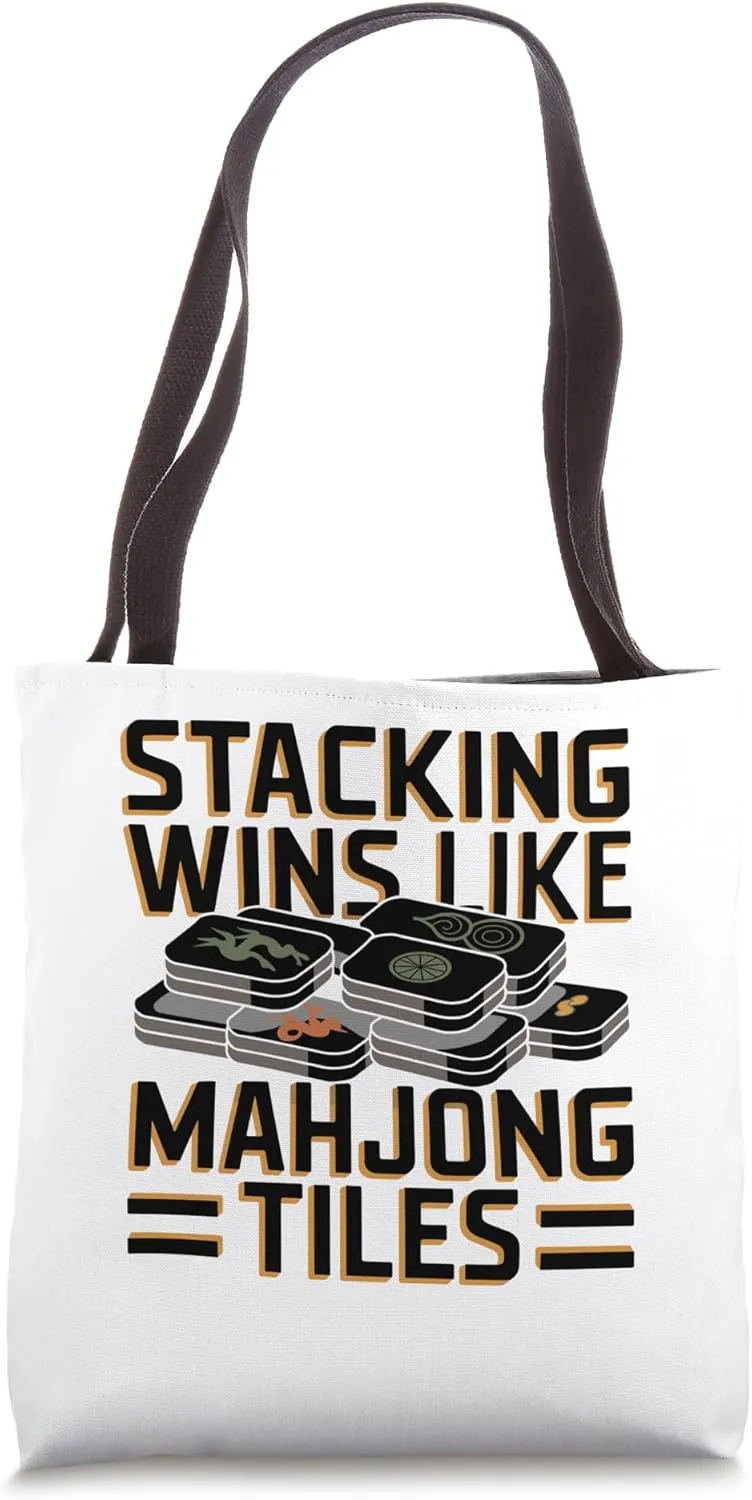 Stacking Wins Like Mahjong Tiles Game Mahjong Player Fold Tote Bag