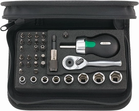 STAHLWILLE 40/29/4 SCI, 1/4 Inch Socket Spanner Set, Bit Set 33 Pieces, Mini Bit Ratchet, Ratchet Screwdriver Bit Holder, Nuts and Bits in Soft Case, Made in Germany