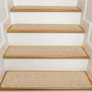 Stair Treads for Wooden Steps Indoor, 8" X 30" Non Slip Carpet Stair Treads with Reusable Adhesive for Kids Elders and Dogs, Surface Polyester TPR Backing Stair Rugs -4 Pack