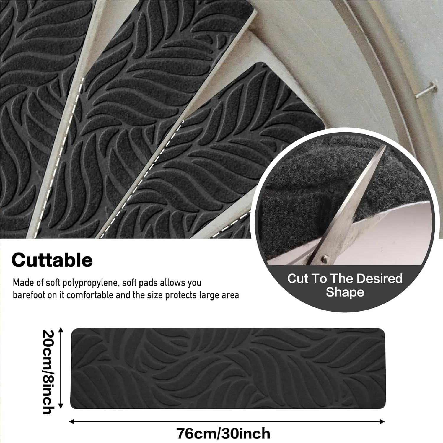 Stair Treads for Wooden Steps - Non Slip Stairs Carpet Tape Peel and Stick with Double Adhesive Tape Set of 15 Leaf -Black