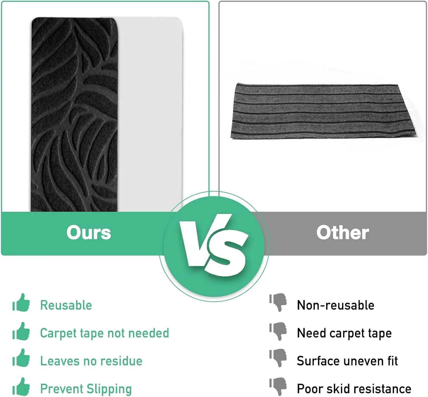 Stair Treads for Wooden Steps - Non Slip Stairs Carpet Tape Peel and Stick with Double Adhesive Tape Set of 15 Leaf -Black