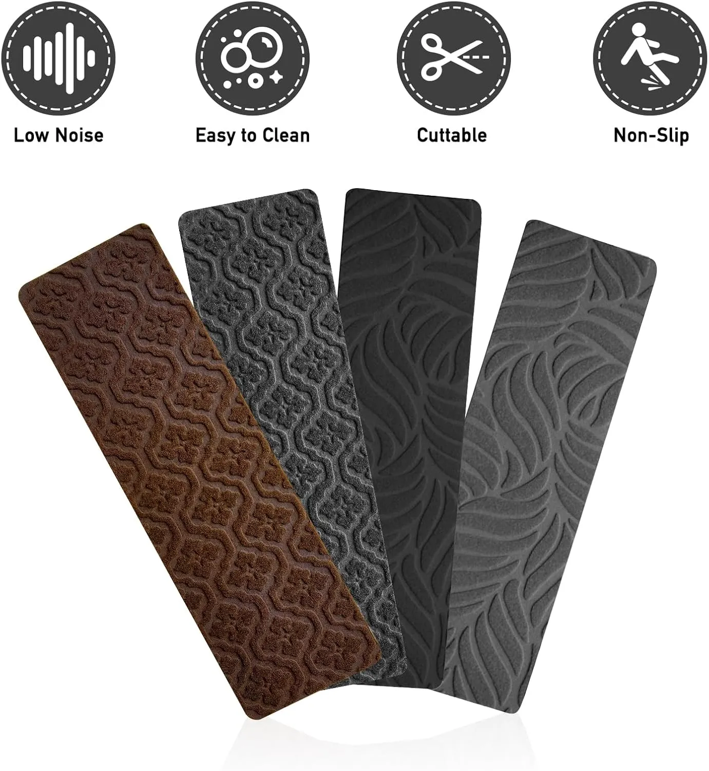 Stair Treads for Wooden Steps - Non Slip Stairs Carpet Tape Peel and Stick with Double Adhesive Tape Set of 15 Leaf -Black