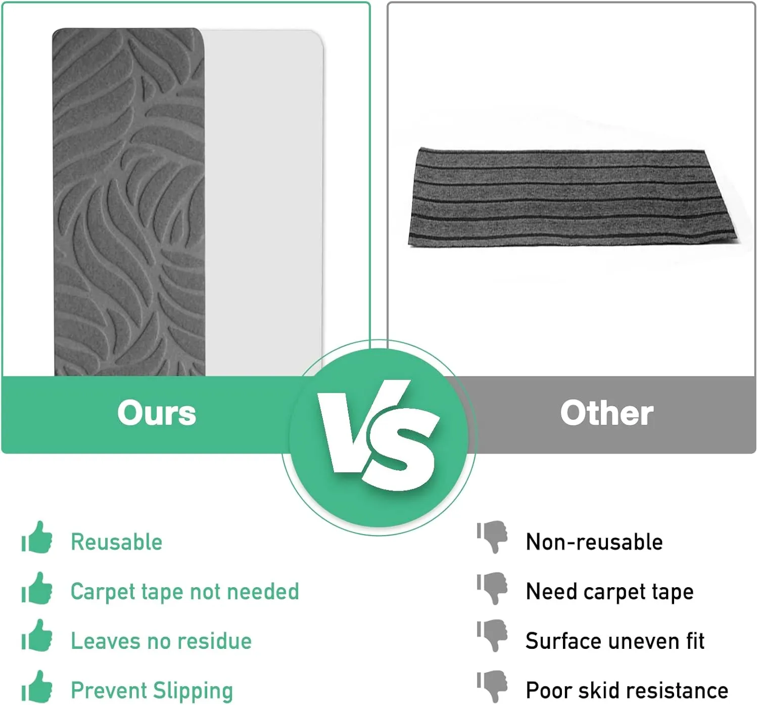 Stair Treads for Wooden Steps - Non Slip Stairs Carpet Tape Peel and Stick with Double Adhesive Tape Set of 15 Leaf -Grey