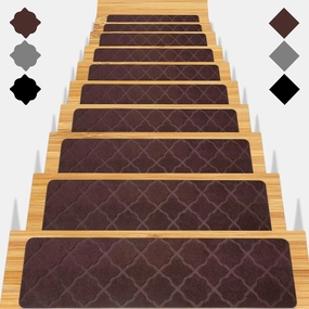Stair Treads for Wooden Steps 15pcs - 8x30in Carpet Stairs Runner Indoor Non-Slip Stair Mats for Kids Elders and Pets