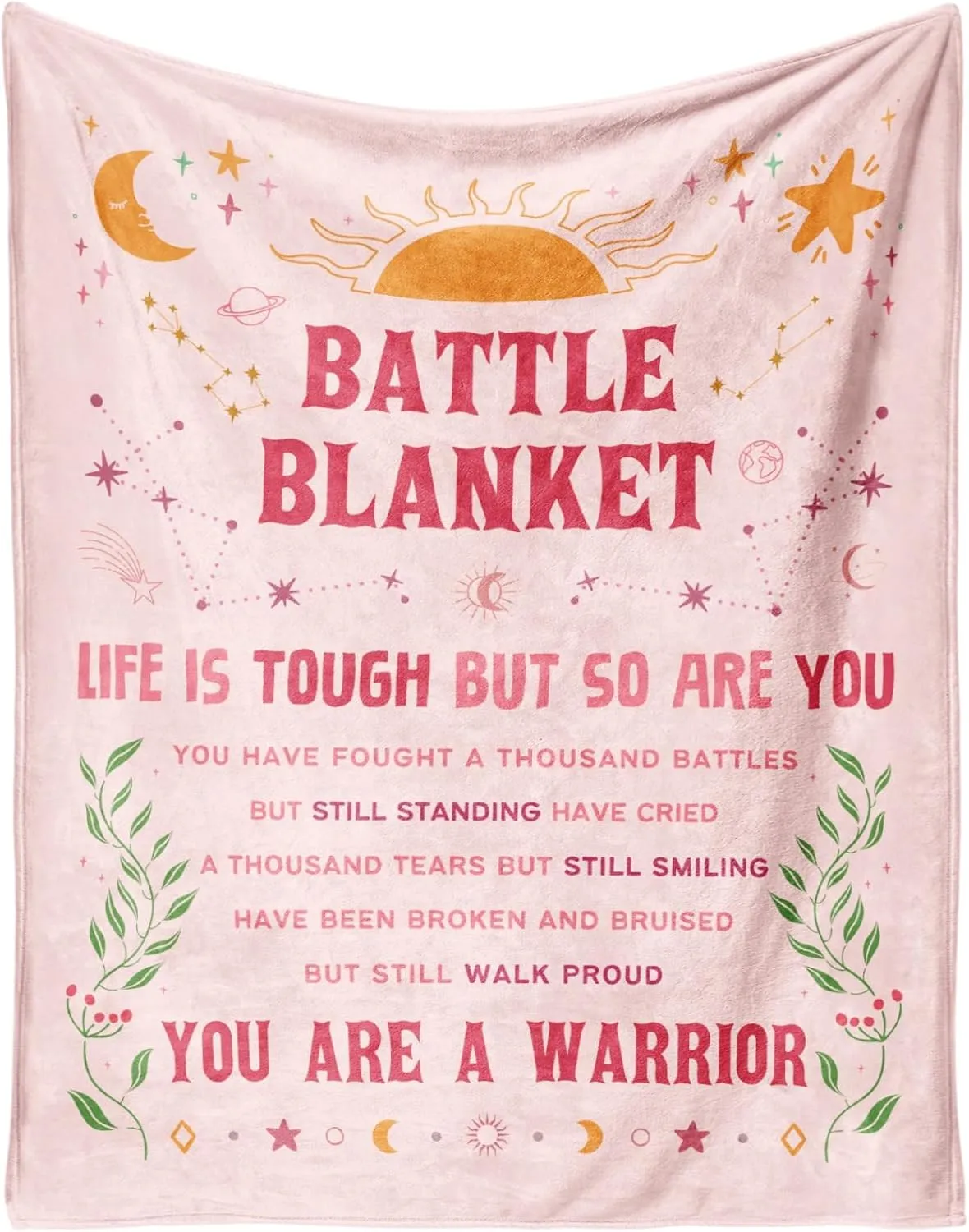 SteadStyle Cancer Care Gifts for Women, Get Well Soon Gifts Blanket 60''x 80'' for Her Him, Cancer Fighter Inspirational Quote Chemo Patient Gift - Meaningful Caring Message Battle Blanket