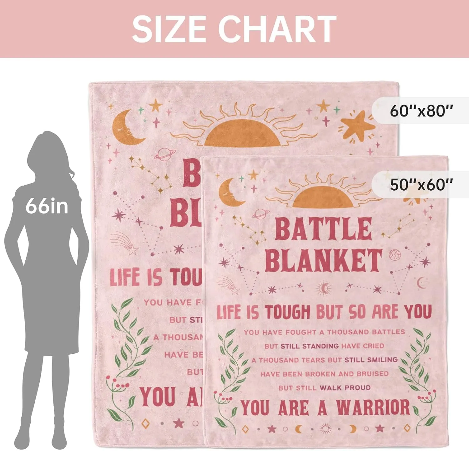 SteadStyle Cancer Care Gifts for Women, Get Well Soon Gifts Blanket 60''x 80'' for Her Him, Cancer Fighter Inspirational Quote Chemo Patient Gift - Meaningful Caring Message Battle Blanket