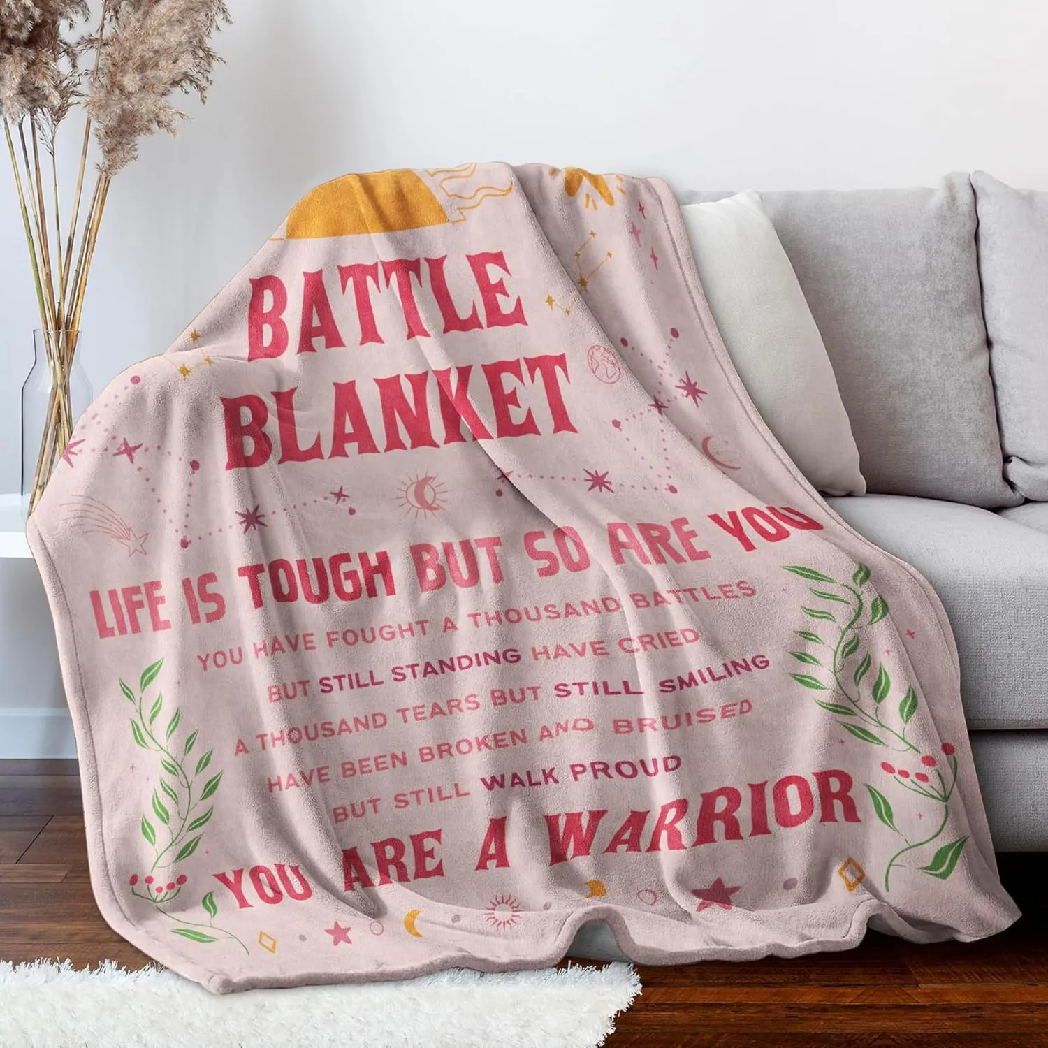 SteadStyle Cancer Care Gifts for Women, Get Well Soon Gifts Blanket 60''x 80'' for Her Him, Cancer Fighter Inspirational Quote Chemo Patient Gift - Meaningful Caring Message Battle Blanket