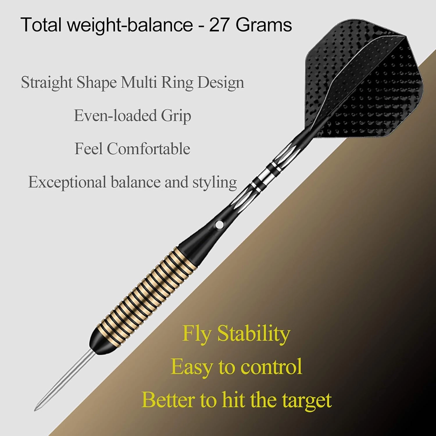 Steel Tip Darts Set for Dartboard, Professional Brass Darts Metal Tip Black Purple Aluminium Nylon Shafts 9 Flights 50 Rubber O-Rings 12 Spring Rings 1 Dart Sharpener Tool 24/27 Grams