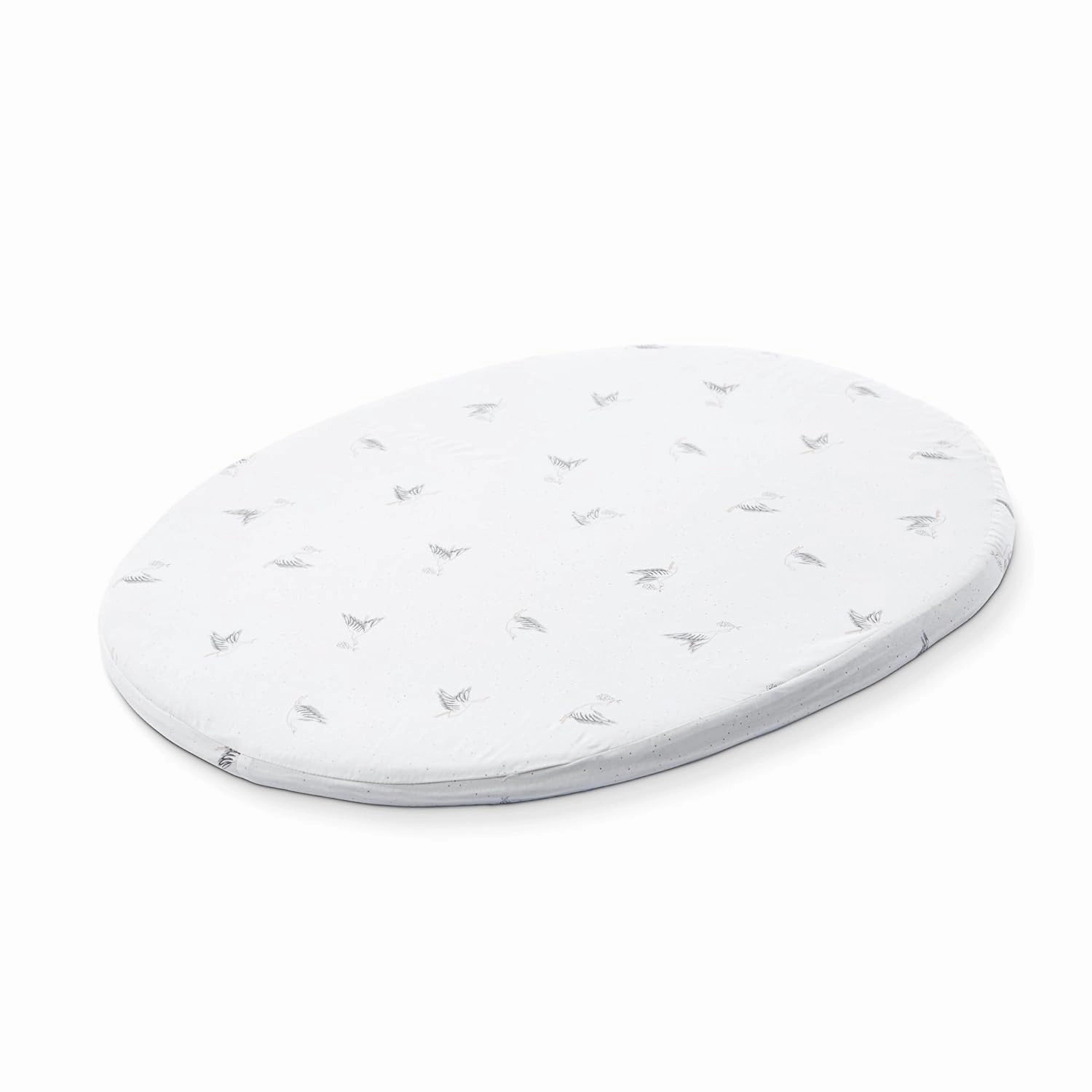 Stokke Sleepi Mini Fitted Sheet by Pehr V2, Stork - Not Compatible with Mini Mattress Made Before August 2022 - Soft, 100% Organic Cotton