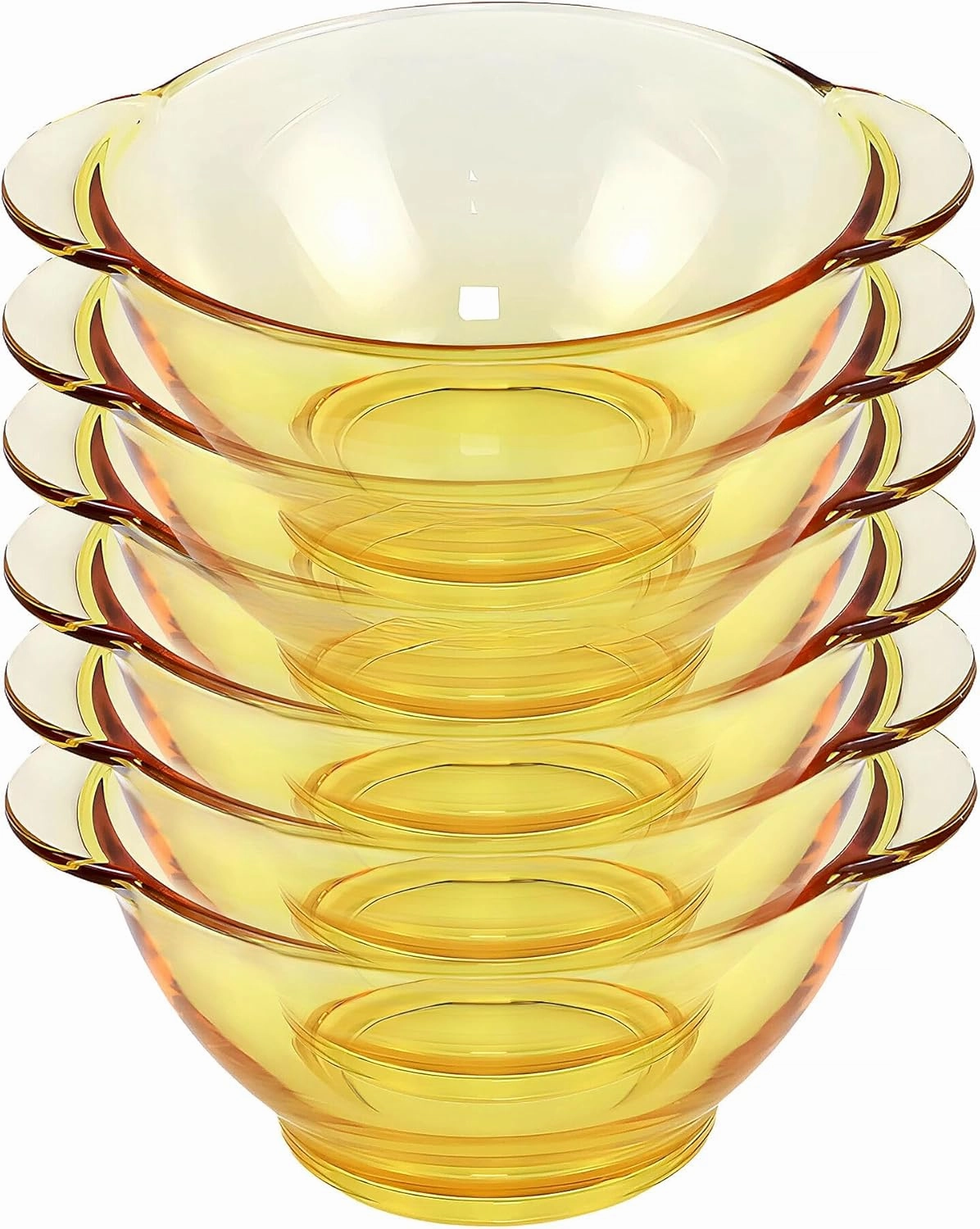 STPGoods Glass Dinner Plates - Set of 6, Blue Cobalt Transparent Glass Eating Plates, Circular Glass Dinnerware for Salad, Bread, Dinner (Salad Bowl Yellow, Set of 6)