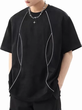 Suede Shirt Oversized Tshirts for Men Streetwear Baggy Shirts Summer Tops