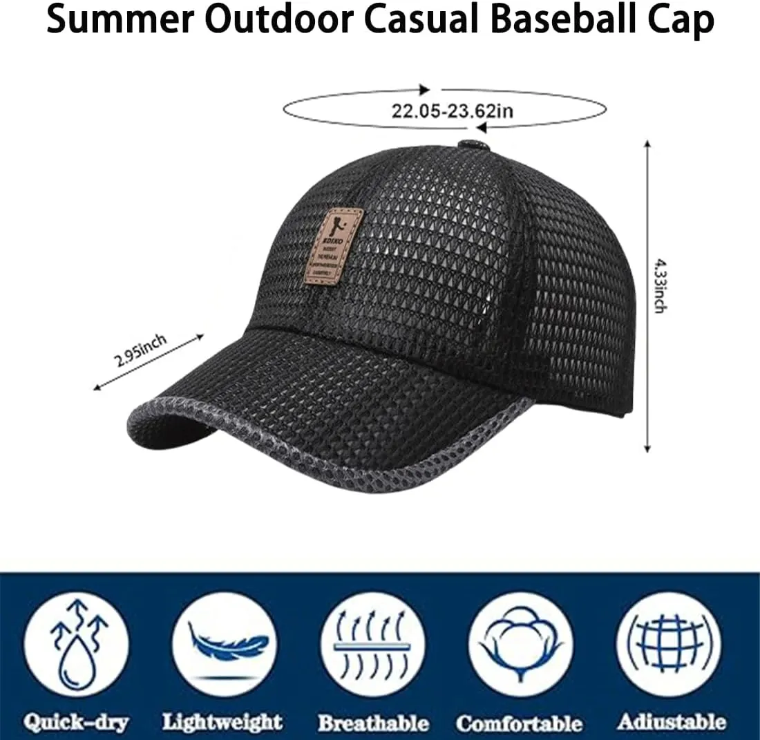 Summer Outdoor Casual Baseball Cap, 2024 New Mesh Hats for Men, Adjustable Quick Dry Cool Summer Caps for Men Women