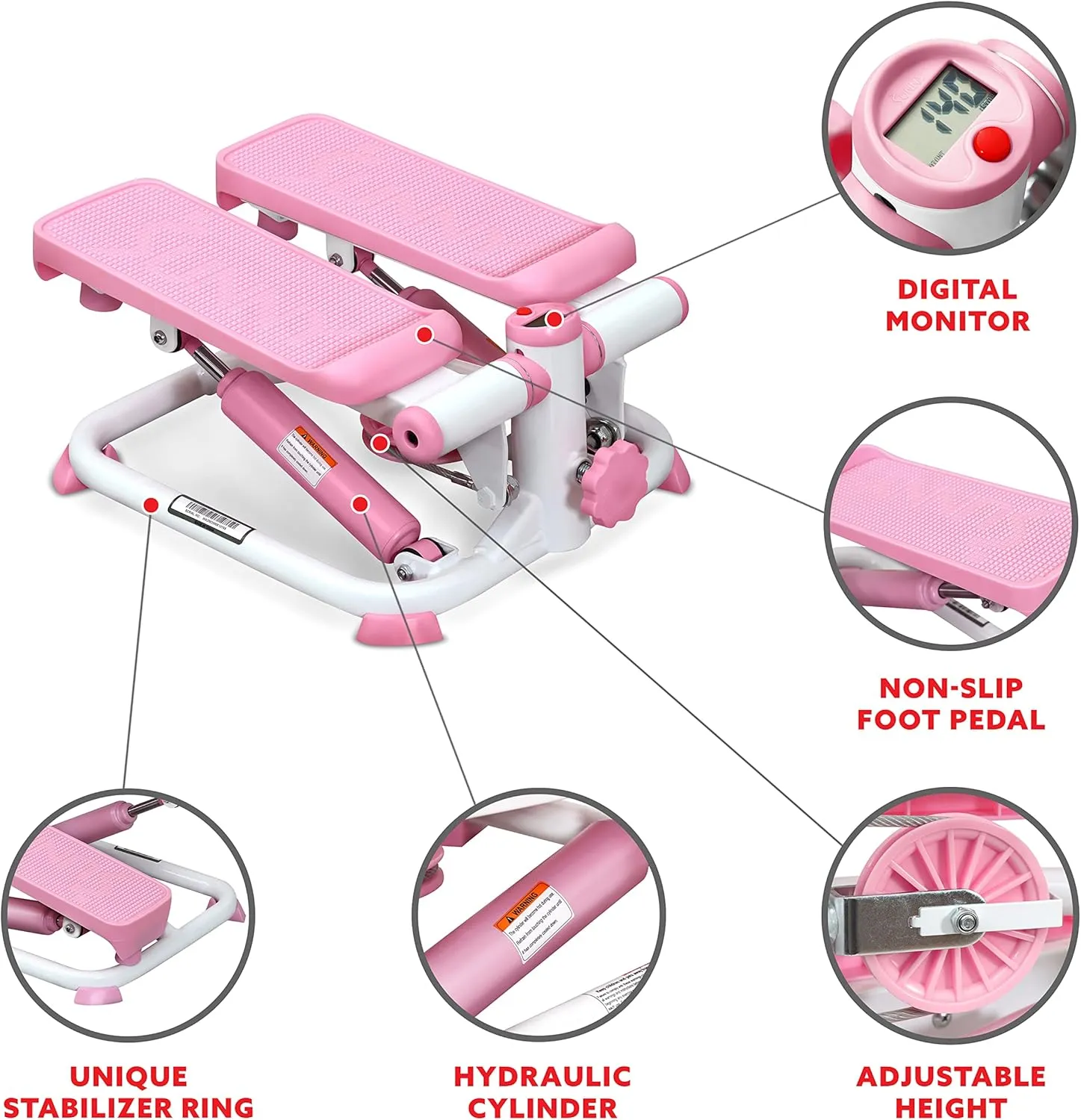 Sunny Health & Fitness Mini Steppers for Exercise at Home, Stair Step Workout Machine, Full Body Cardio Equipment, with Optional Free SunnyFit App Connection and Resistance Band