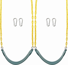 Sunnyglade 2PCS Swings Seats Heavy Duty with 66" Chain, Playground Swing Set Accessories Replacement with Snap Hooks, Support 250lb (Green)