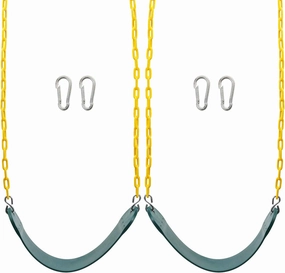 Sunnyglade 2PCS Swings Seats Heavy Duty with 66" Chain, Playground Swing Set Accessories Replacement with Snap Hooks, Support 250lb (Green)