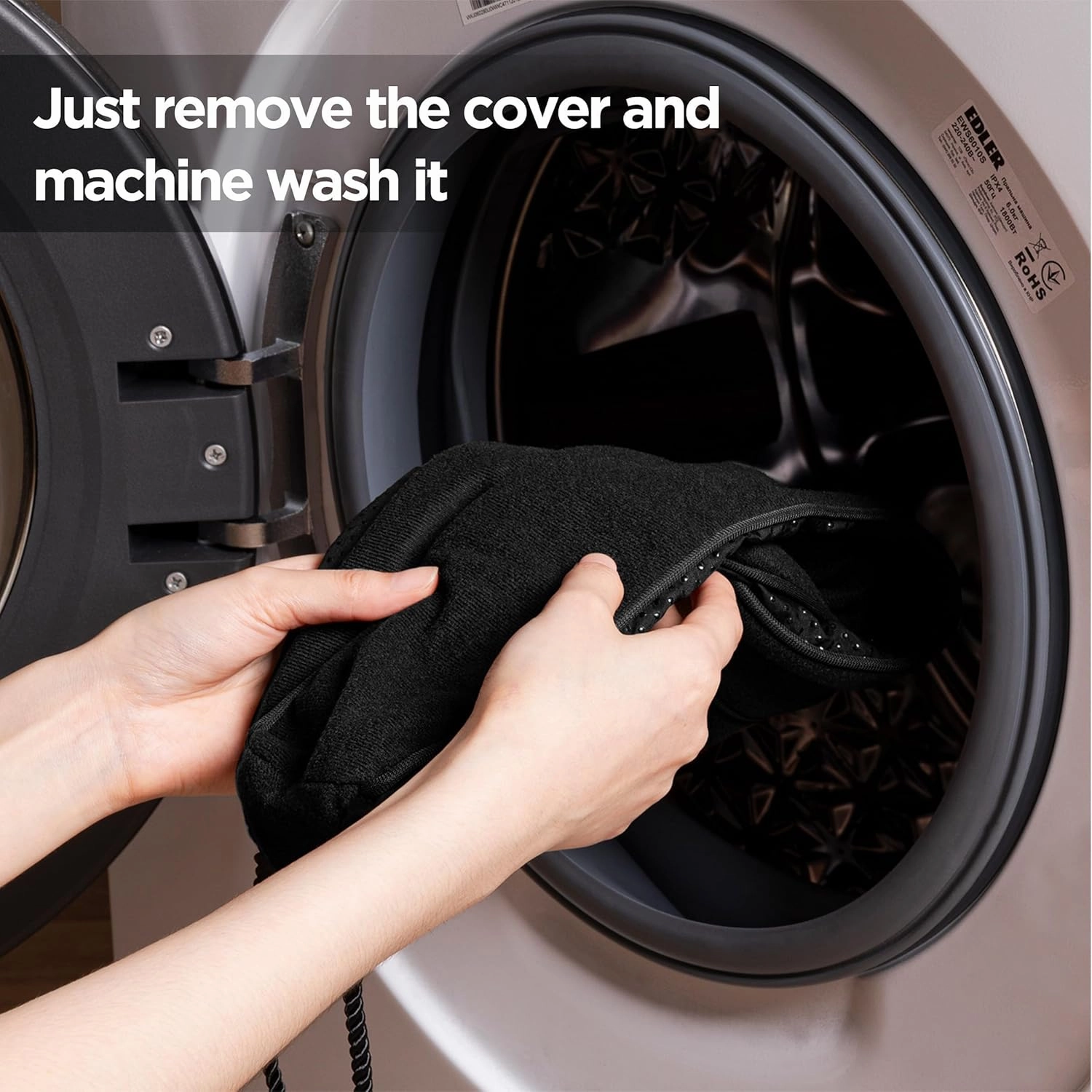Sunolga 38 Inch Door Draft Stopper with Removable Cover for Gaps Up to 3 Inch, Machine Washable Noise and Air Blocker for Bottom of Door and Window, Black