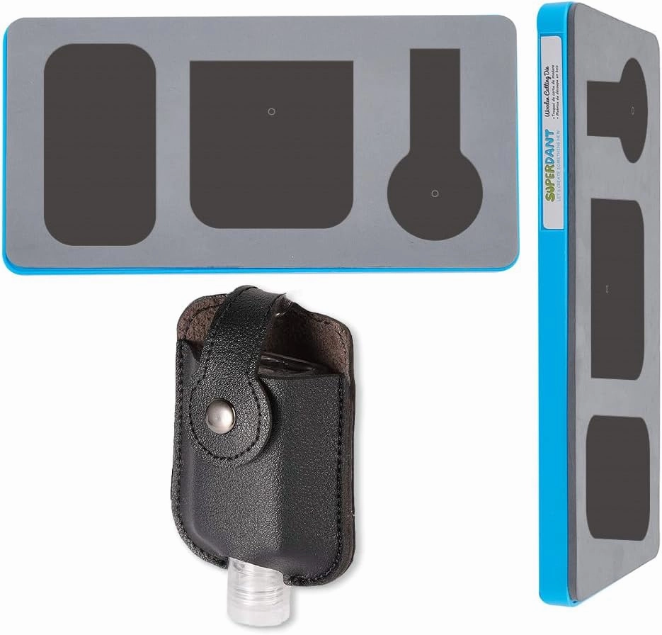 SUPERDANT Leather Keychain Holder Cutting Die Mini Bottle Portable Key Organizer Leather Die Cutter Key Ring Case Holder Pendant Wooden Die Cuts for DIY Art Crafts Travel Bag Charm Dies