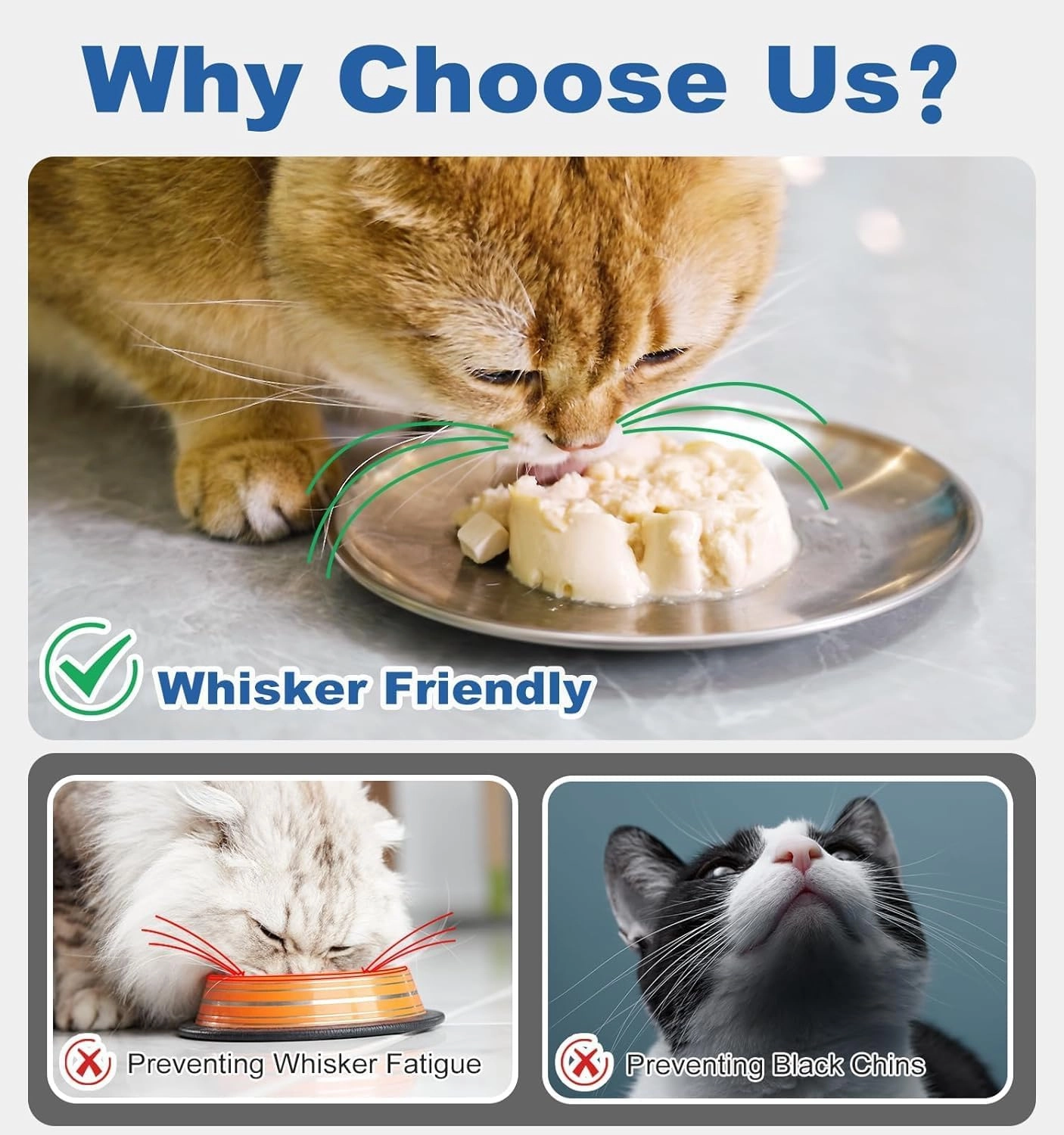 Supet Cat Plates for Wet Food, Non Slip Whisker Friendly Food Bowls, Stainless Steel Shallow Wide Dishes for Indoor Cats (13Oz, 10Pcs)