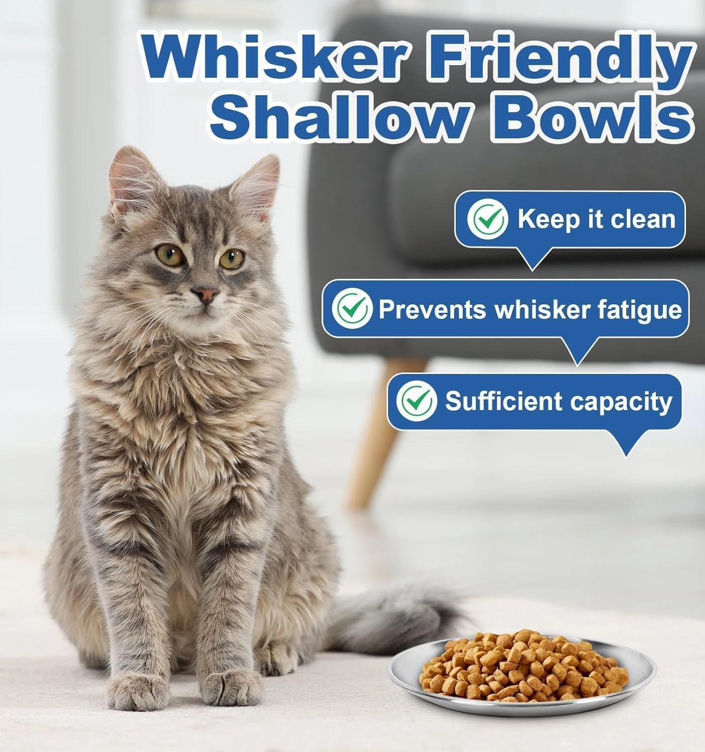 Supet Cat Plates for Wet Food, Non Slip Whisker Friendly Food Bowls, Stainless Steel Shallow Wide Dishes for Indoor Cats (13Oz, 10Pcs)