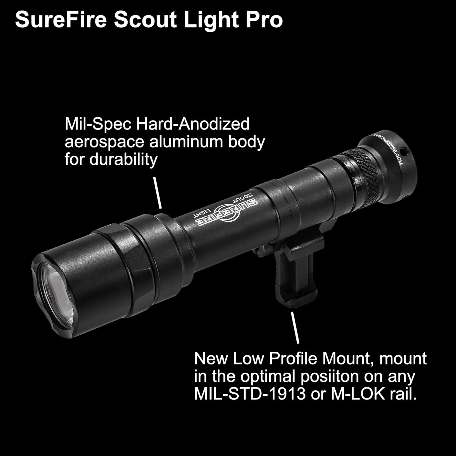 SureFire Scoutlight Pro Tactical Light High Output 1000 Lumen LED 640U Bundle with 4 Extra CR123A Batteries and a Lightjunction Battery Case