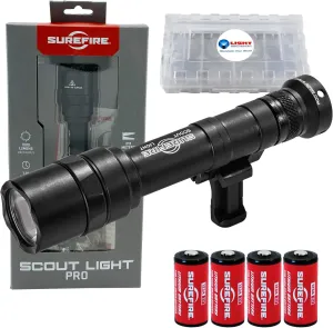 SureFire Scoutlight Pro Tactical Light High Output 1000 Lumen LED 640U Bundle with 4 Extra CR123A Batteries and a Lightjunction Battery Case