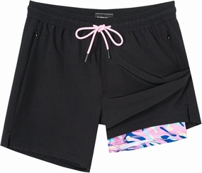 SURF CUZ Mens Swim Trunks with Compression Liner 5" Swim Shorts Quick Dry Bathing Suit Swimming Trunks Zipper Pockets