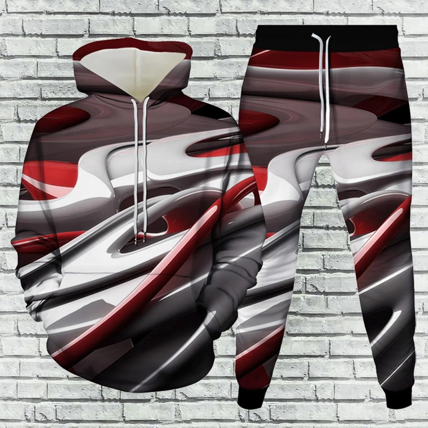 Sweatsuit Set for Men Novelty 3D Print Graphic Long Sleeve Hooded Top Pant Outdoor Casual Tracksuit Outfits Plus Size