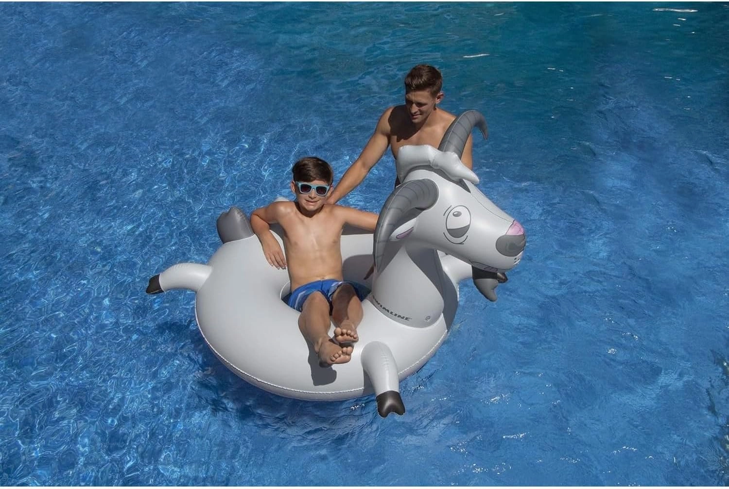 Swimline Inflatable Goat Swim Ring, Grey,56"/46"/16"-44"