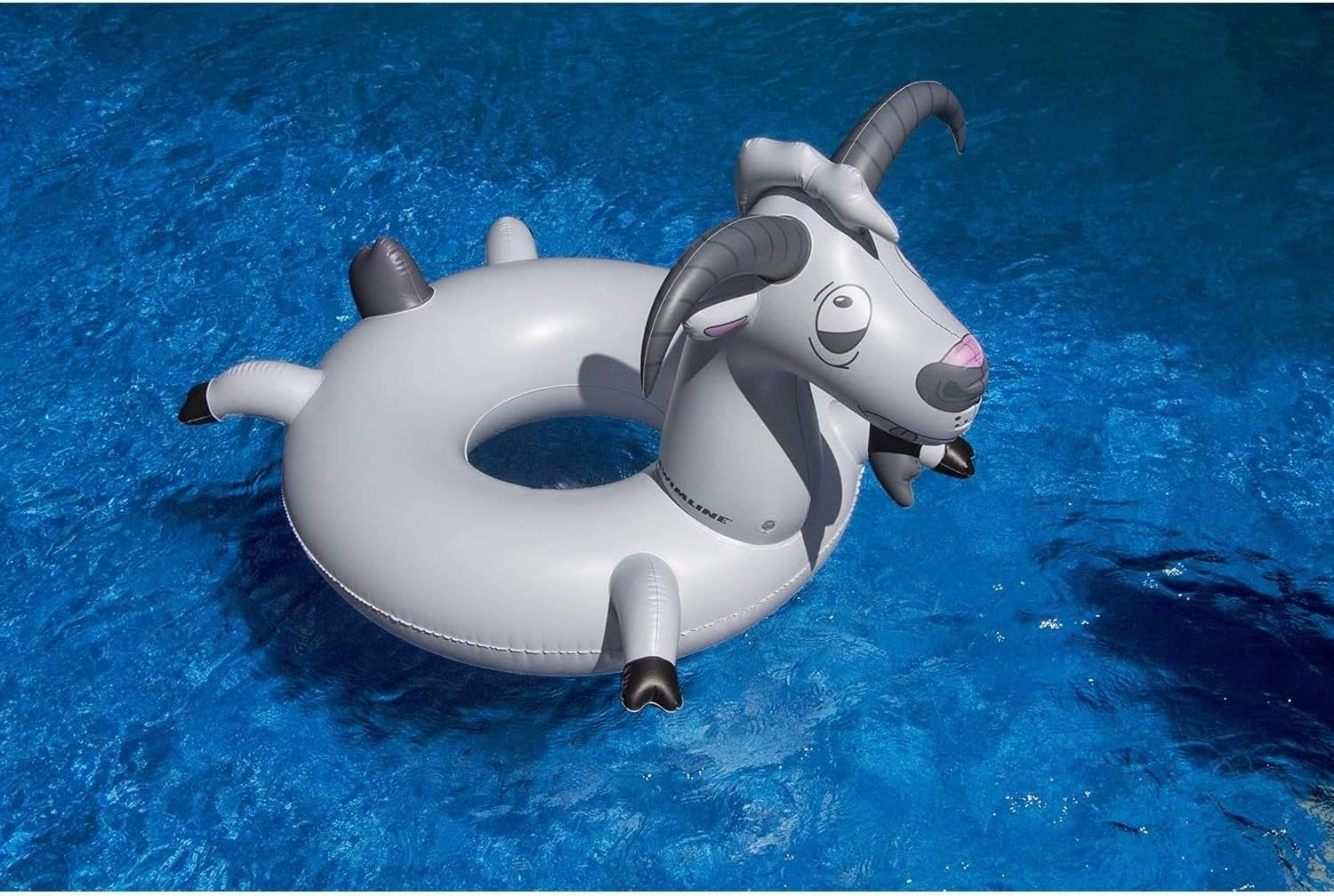 Swimline Inflatable Goat Swim Ring, Grey,56"/46"/16"-44"