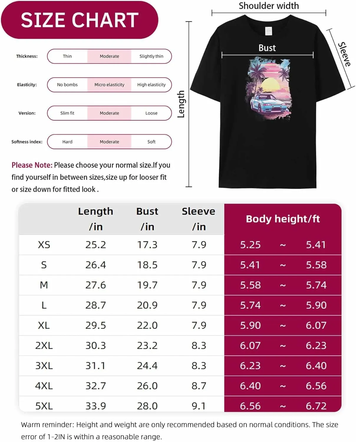 T-Shirts for Women Racing Car Pink Sky Women's Tops Crew Neck Short Sleeve Tees