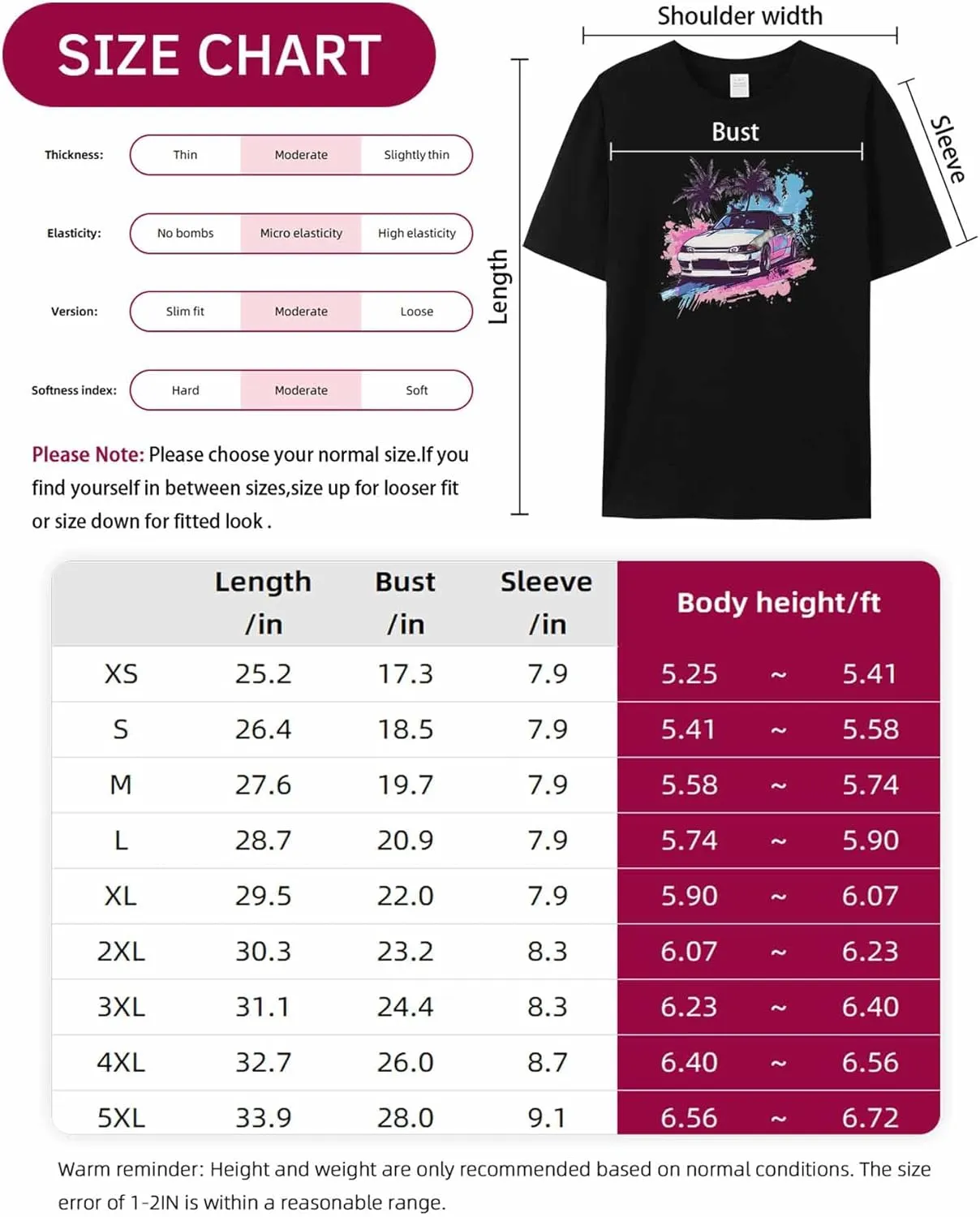 T-Shirts for Women Racing Car with Palm Trees Women's Tops Crew Neck Short Sleeve Tees