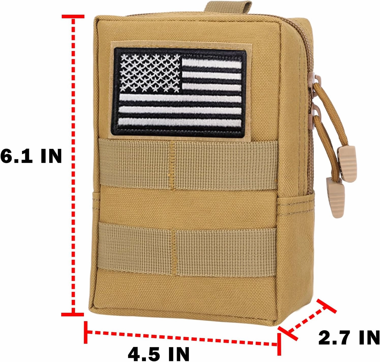 Tactical Molle Pouch Molle Utility Pouch Medical EDC Admin Pouch Molle EDC EMT Utility Pouch with US Flag Patch Web Dominator Elastic Strings and Keychain