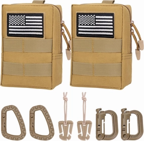 Tactical Molle Pouch Molle Utility Pouch Medical EDC Admin Pouch Molle EDC EMT Utility Pouch with US Flag Patch Web Dominator Elastic Strings and Keychain
