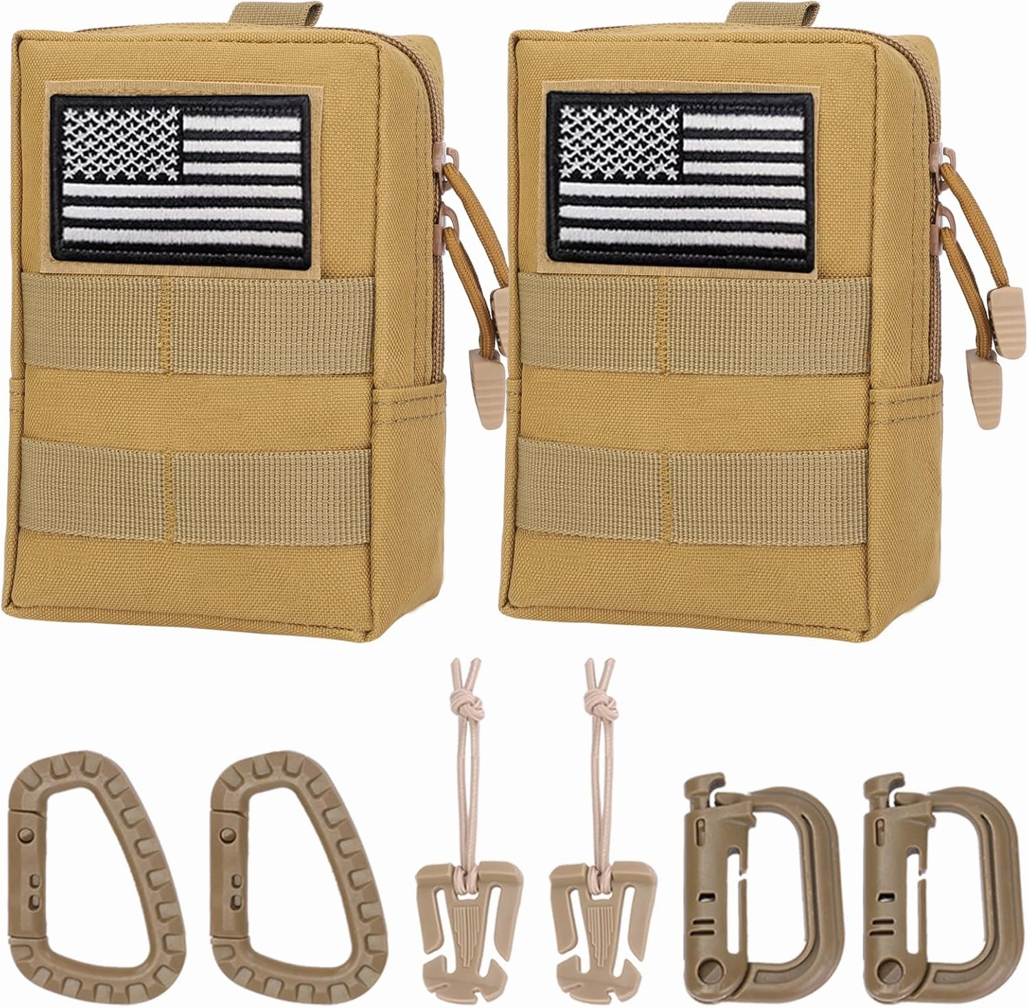 Tactical Molle Pouch Molle Utility Pouch Medical EDC Admin Pouch Molle EDC EMT Utility Pouch with US Flag Patch Web Dominator Elastic Strings and Keychain