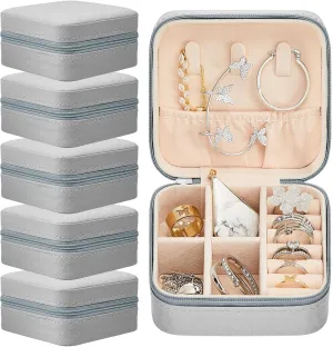 Taiyin 6 Pcs Travel Jewelry Case Organizer Bridesmaid Gift Boxes Mini Storage Organizer Box(Gray)