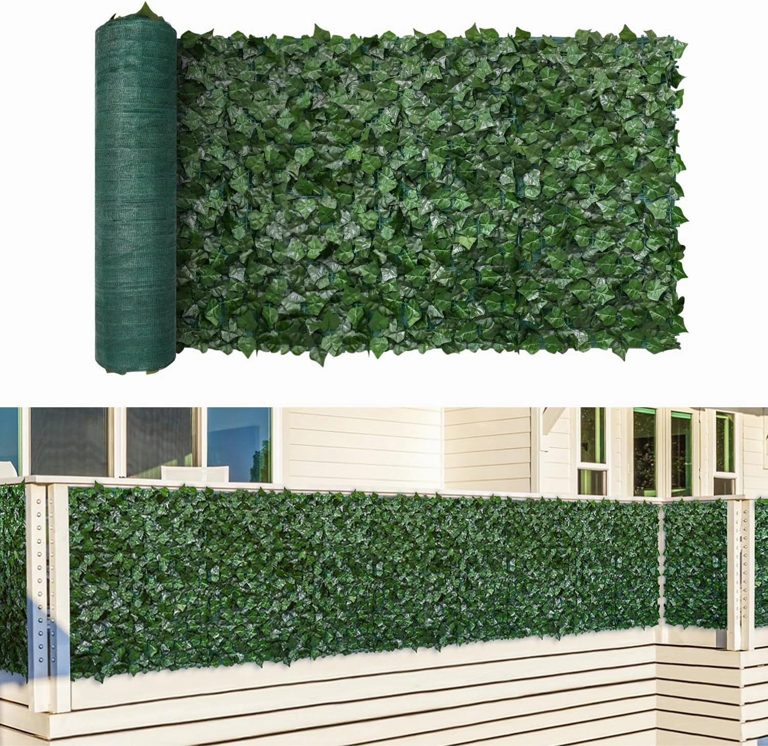 TANG Artificial Ivy Privacy Fence Screen for Balcony Deck Porch Backyard Patio Faux Fake Hedge Fence Plants Cover Coverage Vine Greenery Backdrop Wall 39" x 156" inch