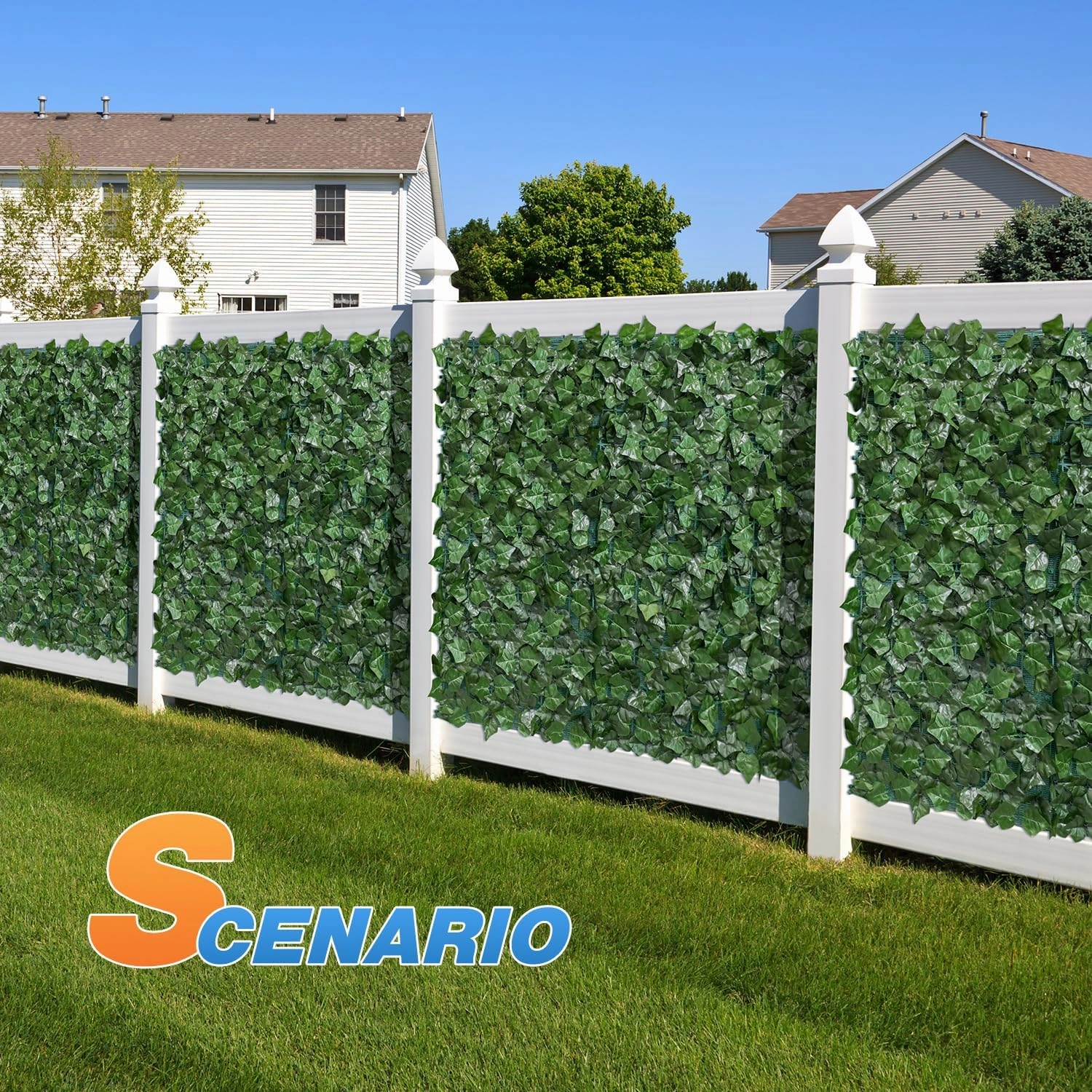 TANG Artificial Ivy Privacy Fence Screen for Balcony Deck Porch Backyard Patio Faux Fake Hedge Fence Plants Cover Coverage Vine Greenery Backdrop Wall 39" x 156" inch
