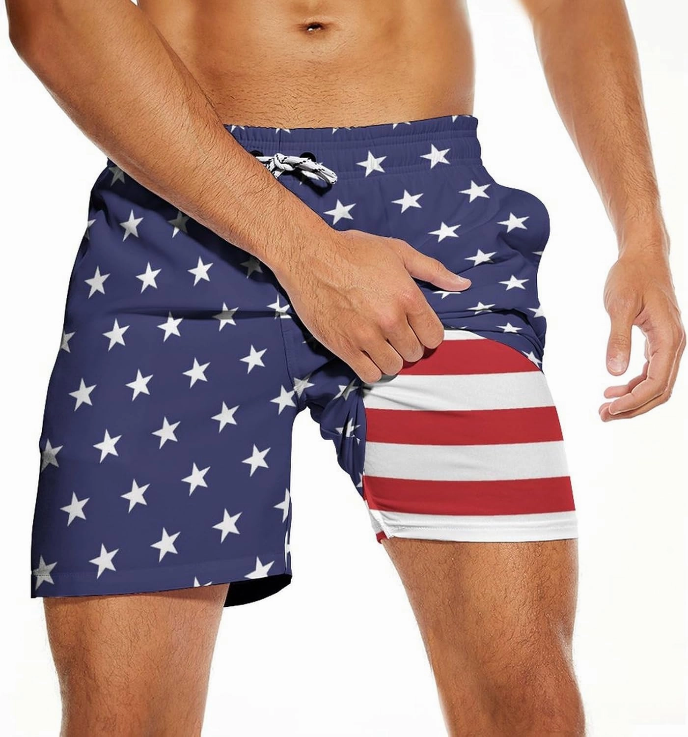 Tasneem Mens Swim Trunks with Compression Liner Swim Shorts 5 Inch Inseam Quick Dry Mens Bathing Suit