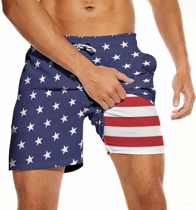 Tasneem Mens Swim Trunks with Compression Liner Swim Shorts 5 Inch Inseam Quick Dry Mens Bathing Suit