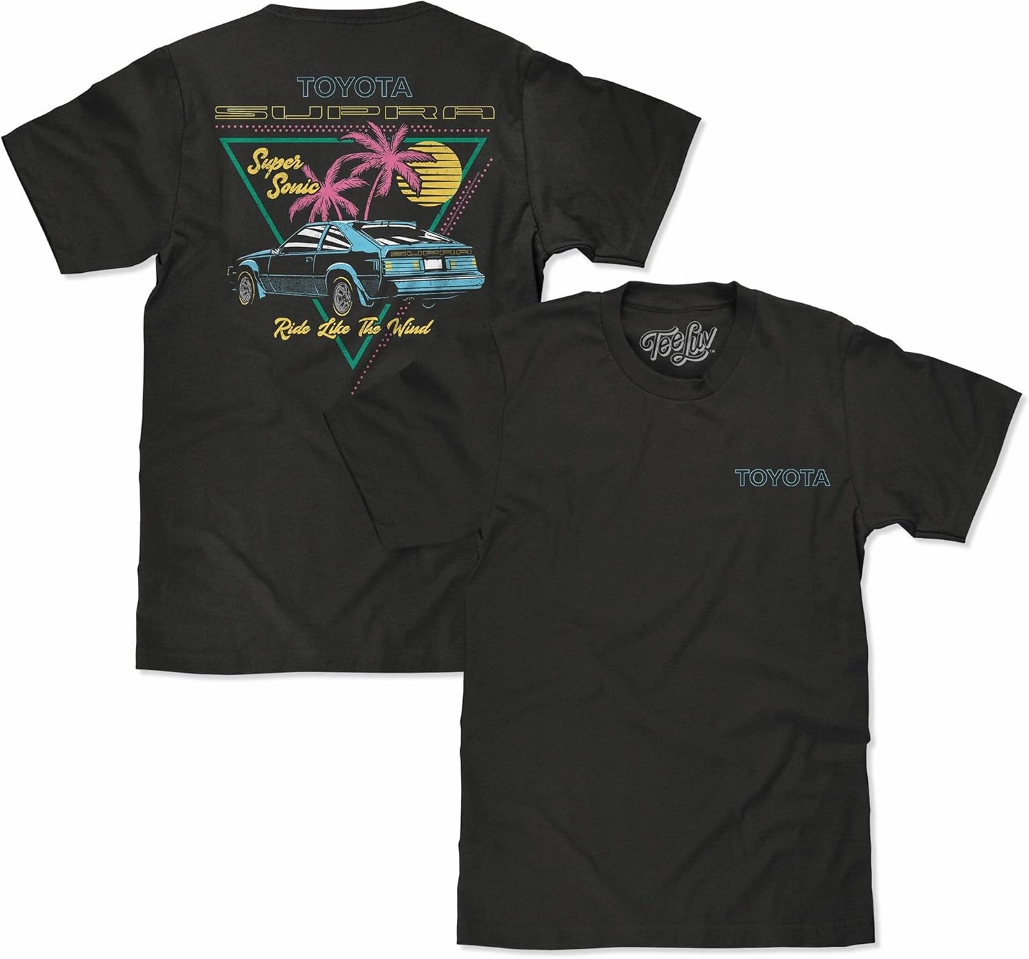 Tee Luv Men's Retro Toyota Supra Double Sided 80s Aesthetic Graphic T-Shirt