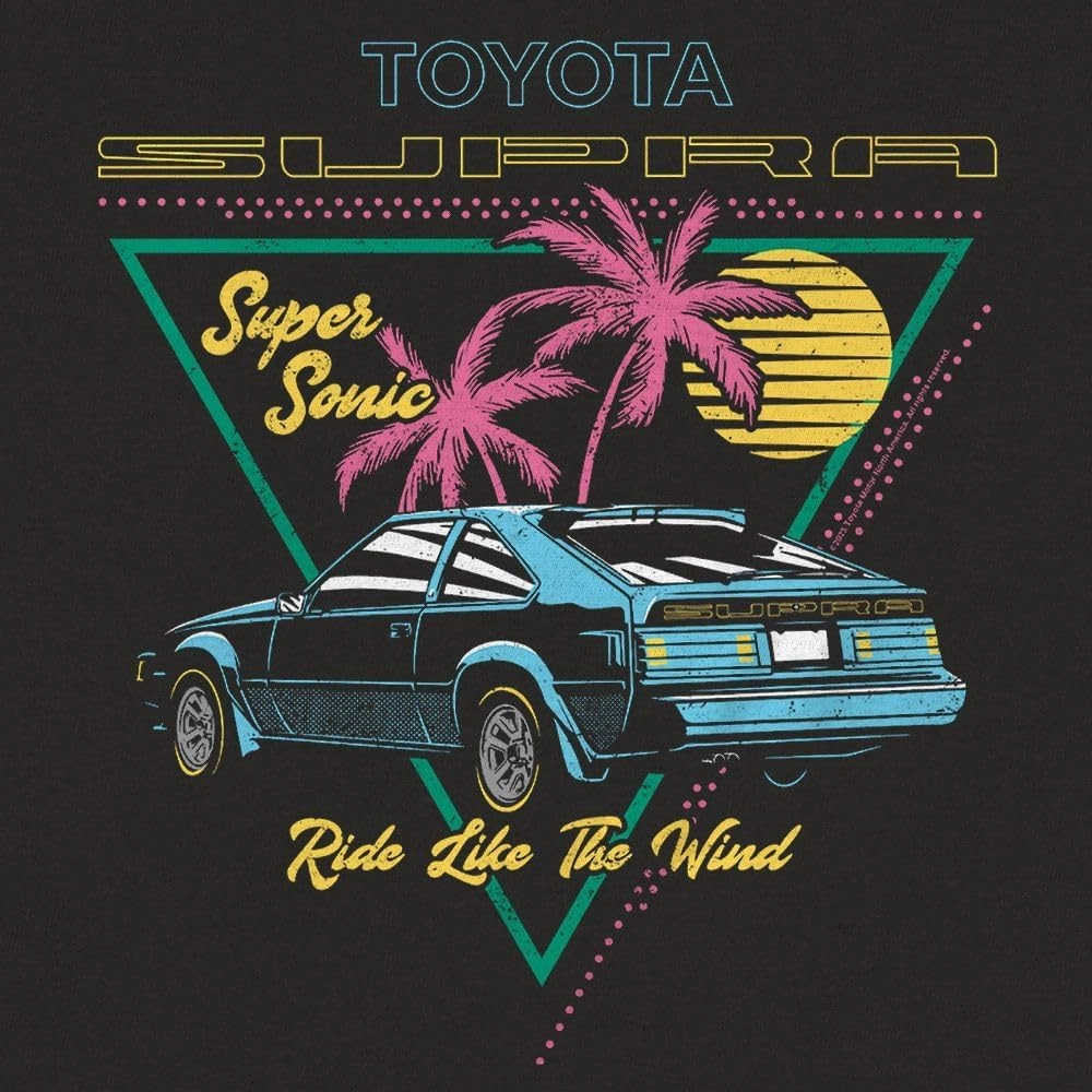 Tee Luv Men's Retro Toyota Supra Double Sided 80s Aesthetic Graphic T-Shirt