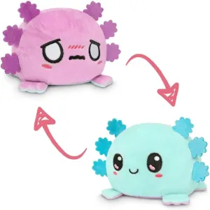 TeeTurtle | The Original Reversible Axolotl Plushie | Patented Design | Happy Blue   Worried Light Purple | Show Your Mood Without Saying a Word!
