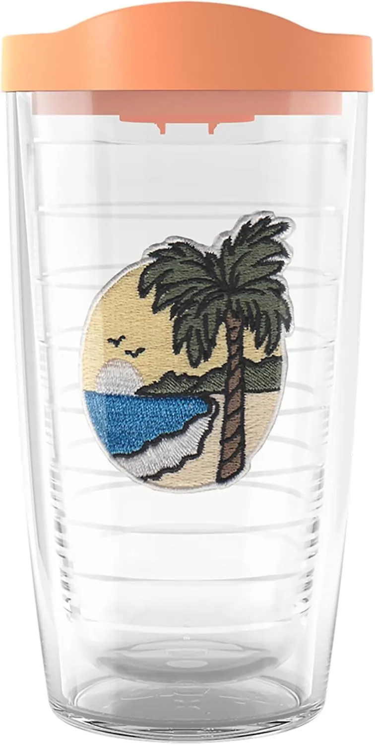 Tervis A Day In The Tropics Made in USA Double Walled Insulated Tumbler Travel Cup Keeps Drinks Cold & Hot, 16oz, Sunrise