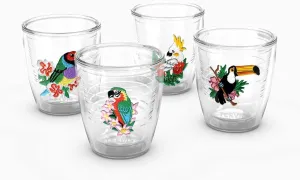Tervis Birds of the Tropics Collection Made in USA Double Walled Insulated Tumbler Travel Cup Keeps Drinks Cold & Hot, 12oz - 4pk, Assorted